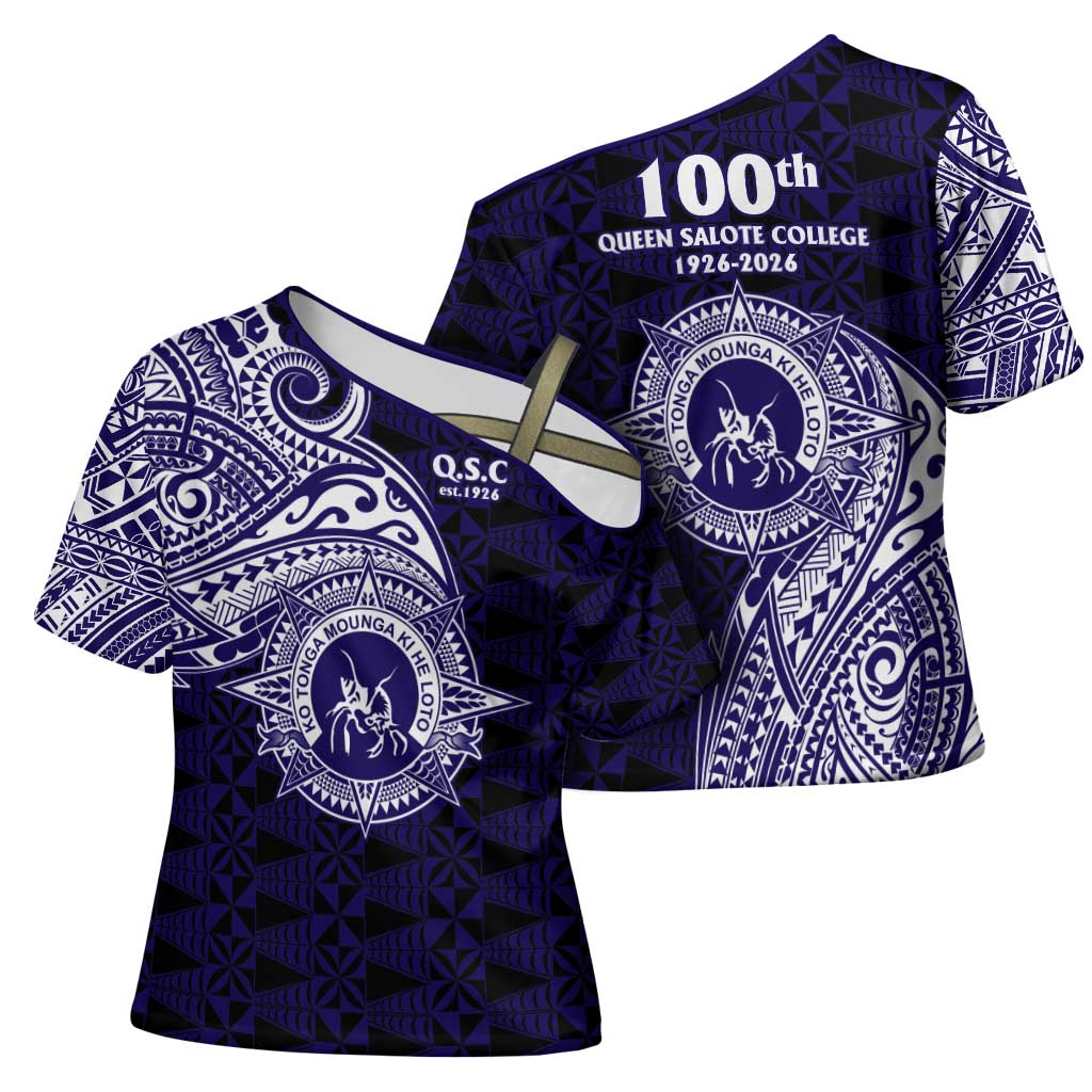 Tonga Queen Salote College 100th Years Cross Shoulder Shirt Est 1926 Tongan Ngatu Tapa LT9 - Polynesian Pride