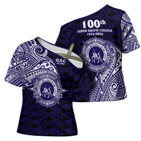 Tonga Queen Salote College 100th Years Cross Shoulder Shirt Est 1926 Tongan Ngatu Tapa LT9 - Polynesian Pride