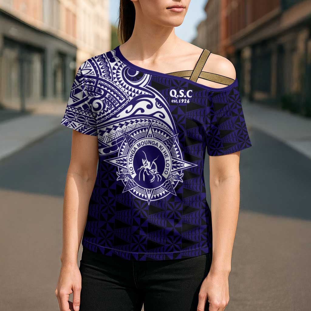 Tonga Queen Salote College 100th Years Cross Shoulder Shirt Est 1926 Tongan Ngatu Tapa LT9 - Polynesian Pride