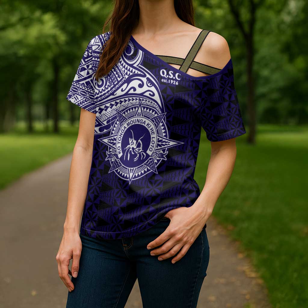Tonga Queen Salote College 100th Years Cross Shoulder Shirt Est 1926 Tongan Ngatu Tapa LT9 - Polynesian Pride
