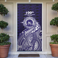 Tonga Queen Salote College 100th Years Door Cover Est 1926 Tongan Ngatu Tapa LT9 Blue - Polynesian Pride
