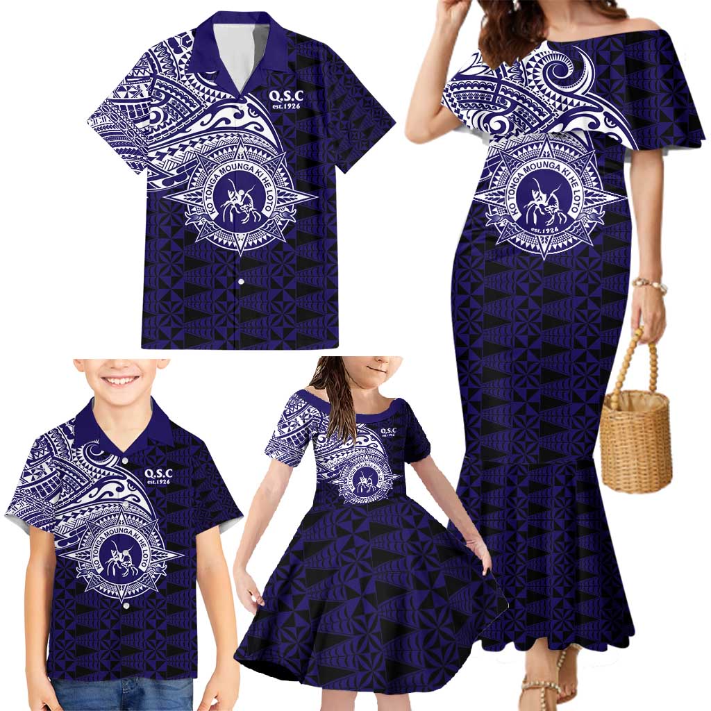 Tonga Queen Salote College 100th Years Family Matching Mermaid Dress and Hawaiian Shirt Est 1926 Tongan Ngatu Tapa - Polynesian Pride