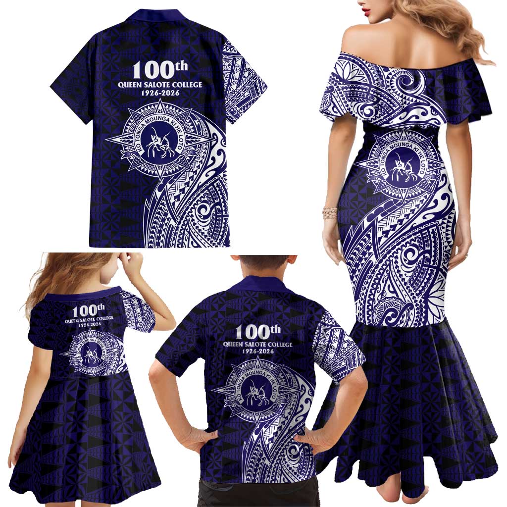 Tonga Queen Salote College 100th Years Family Matching Mermaid Dress and Hawaiian Shirt Est 1926 Tongan Ngatu Tapa LT9 - Polynesian Pride