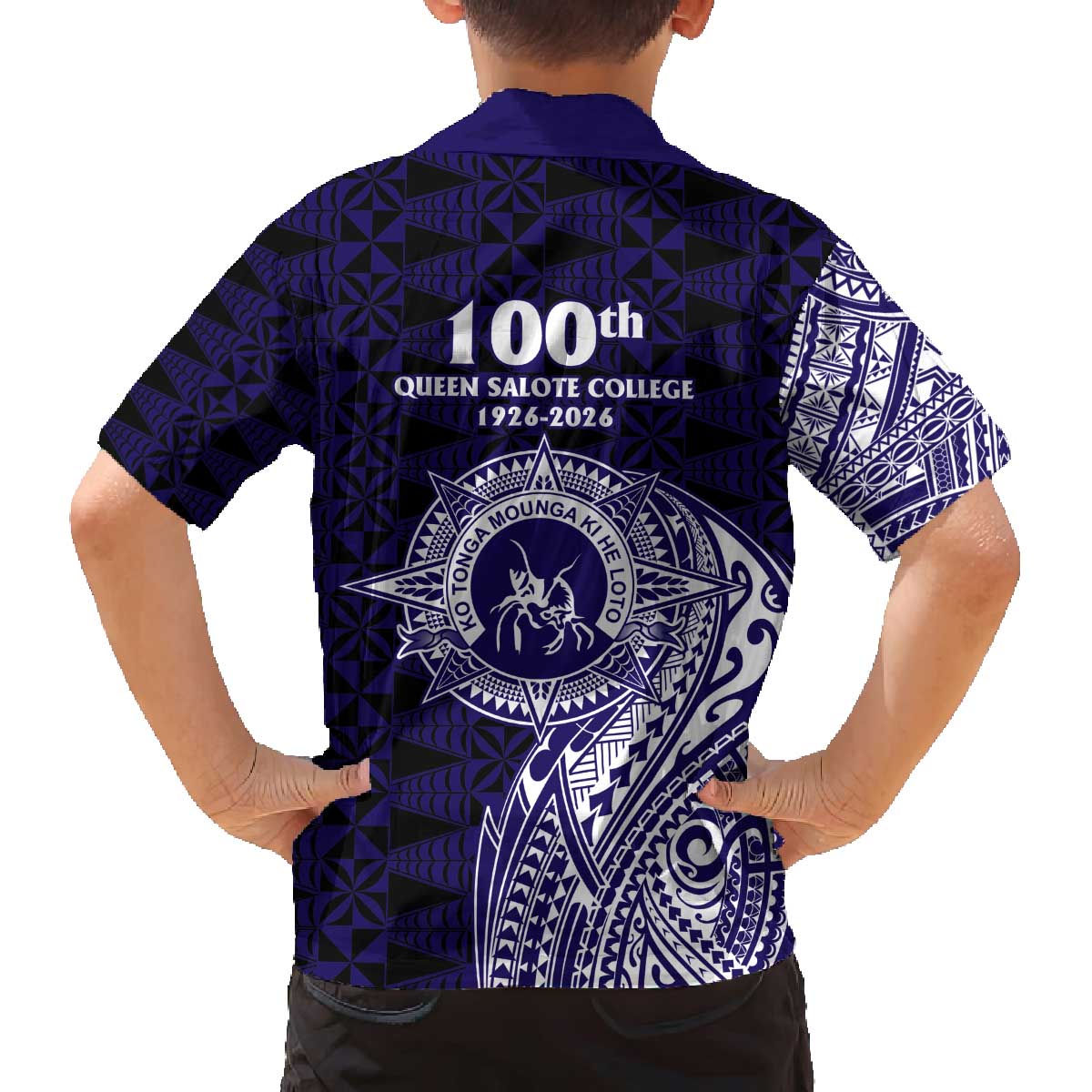 Tonga Queen Salote College 100th Years Family Matching Off The Shoulder Long Sleeve Dress and Hawaiian Shirt Est 1926 Tongan Ngatu Tapa LT9 - Polynesian Pride