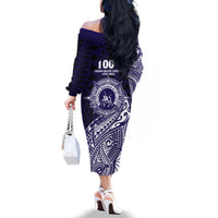 Tonga Queen Salote College 100th Years Family Matching Off The Shoulder Long Sleeve Dress and Hawaiian Shirt Est 1926 Tongan Ngatu Tapa LT9 - Polynesian Pride