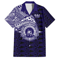 Tonga Queen Salote College 100th Years Family Matching Off Shoulder Maxi Dress and Hawaiian Shirt Est 1926 Tongan Ngatu Tapa LT9 Dad's Shirt - Short Sleeve Blue - Polynesian Pride