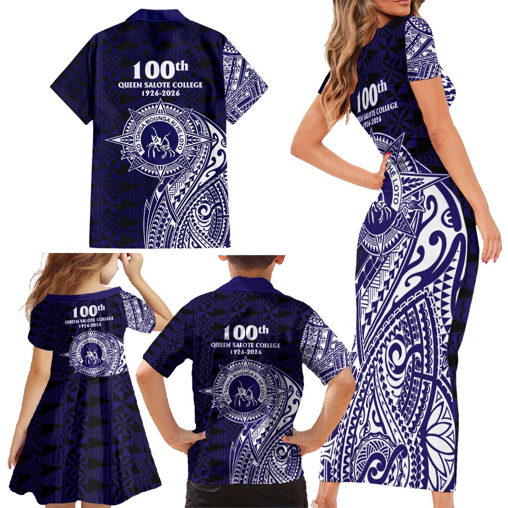 Tonga Queen Salote College 100th Years Family Matching Short Sleeve Bodycon Dress and Hawaiian Shirt Est 1926 Tongan Ngatu Tapa LT9 - Polynesian Pride