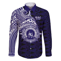 Tonga Queen Salote College 100th Years Family Matching Short Sleeve Bodycon Dress and Hawaiian Shirt Est 1926 Tongan Ngatu Tapa LT9 Dad's Shirt - Long Sleeve Blue - Polynesian Pride