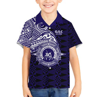 Tonga Queen Salote College 100th Years Family Matching Short Sleeve Bodycon Dress and Hawaiian Shirt Est 1926 Tongan Ngatu Tapa LT9 Son's Shirt Blue - Polynesian Pride