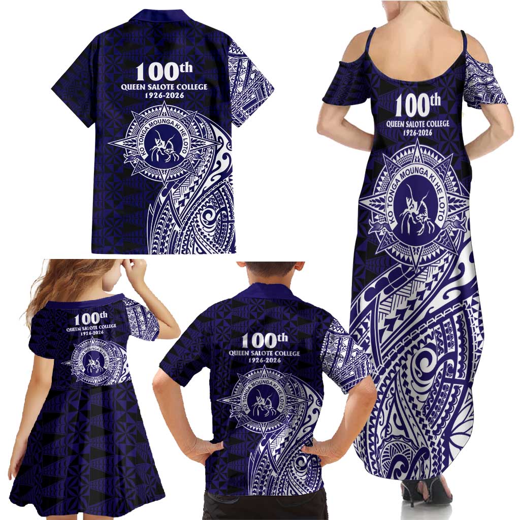 Tonga Queen Salote College 100th Years Family Matching Summer Maxi Dress and Hawaiian Shirt Est 1926 Tongan Ngatu Tapa LT9 - Polynesian Pride