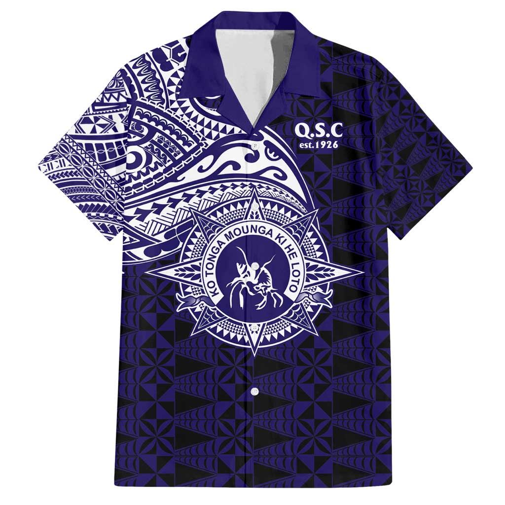 Tonga Queen Salote College 100th Years Family Matching Summer Maxi Dress and Hawaiian Shirt Est 1926 Tongan Ngatu Tapa LT9 Dad's Shirt - Short Sleeve Blue - Polynesian Pride