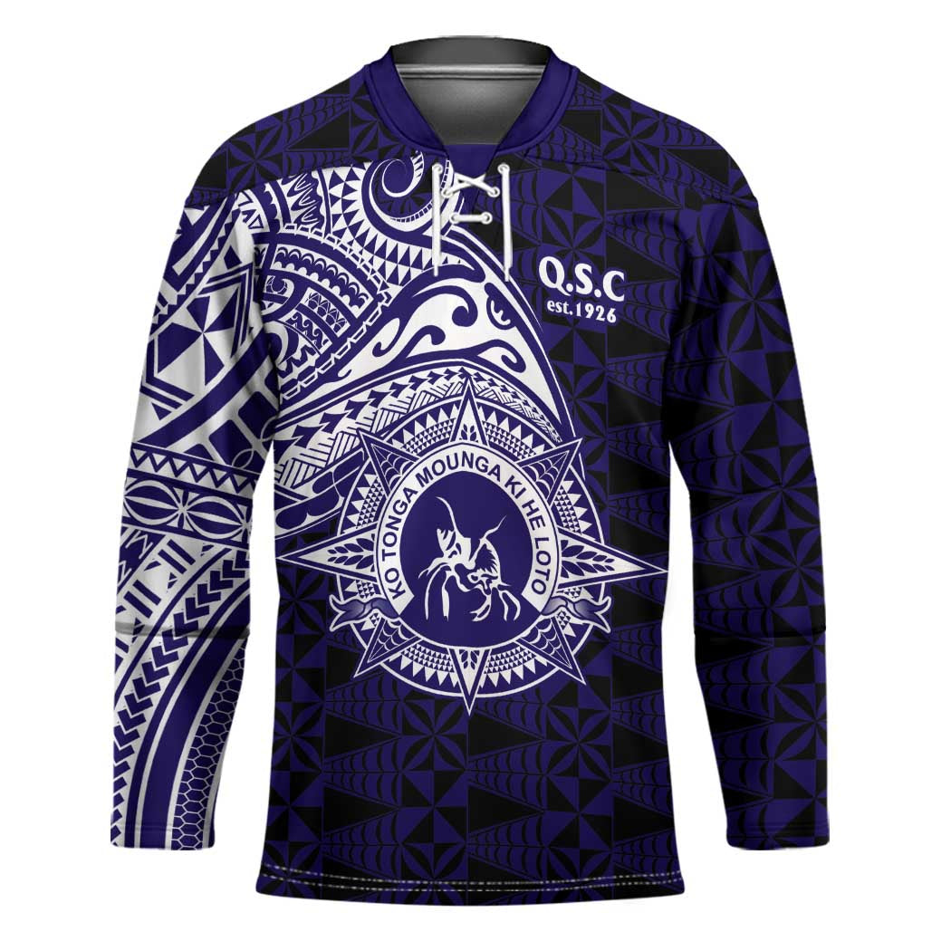 Tonga Queen Salote College 100th Years Hockey Jersey Est 1926 Tongan Ngatu Tapa LT9 Unisex Blue - Polynesian Pride