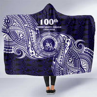 Tonga Queen Salote College 100th Years Hooded Blanket Est 1926 Tongan Ngatu Tapa LT9 One Size Blue - Polynesian Pride