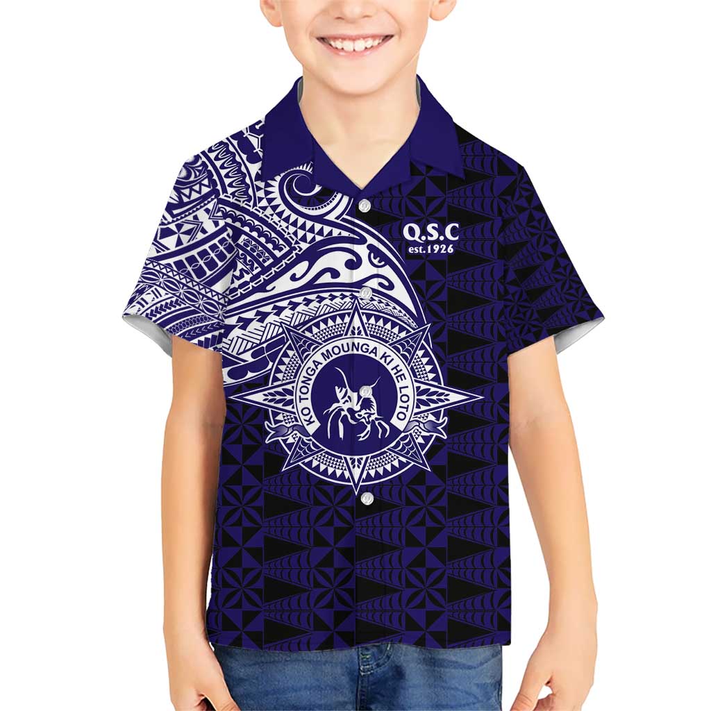 Tonga Queen Salote College 100th Years Kid Hawaiian Shirt Est 1926 Tongan Ngatu Tapa LT9 Kid Blue - Polynesian Pride