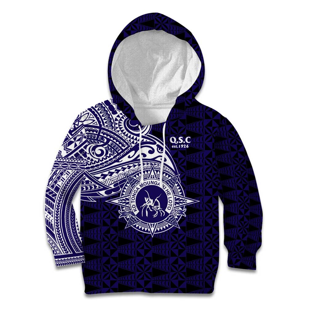 Tonga Queen Salote College 100th Years Kid Hoodie Est 1926 Tongan Ngatu Tapa LT9 Hoodie Blue - Polynesian Pride