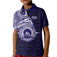 Tonga Queen Salote College 100th Years Kid Polo Shirt Est 1926 Tongan Ngatu Tapa LT9 Kid Blue - Polynesian Pride