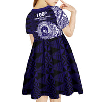 Tonga Queen Salote College 100th Years Kid Short Sleeve Dress Est 1926 Tongan Ngatu Tapa LT9 - Polynesian Pride