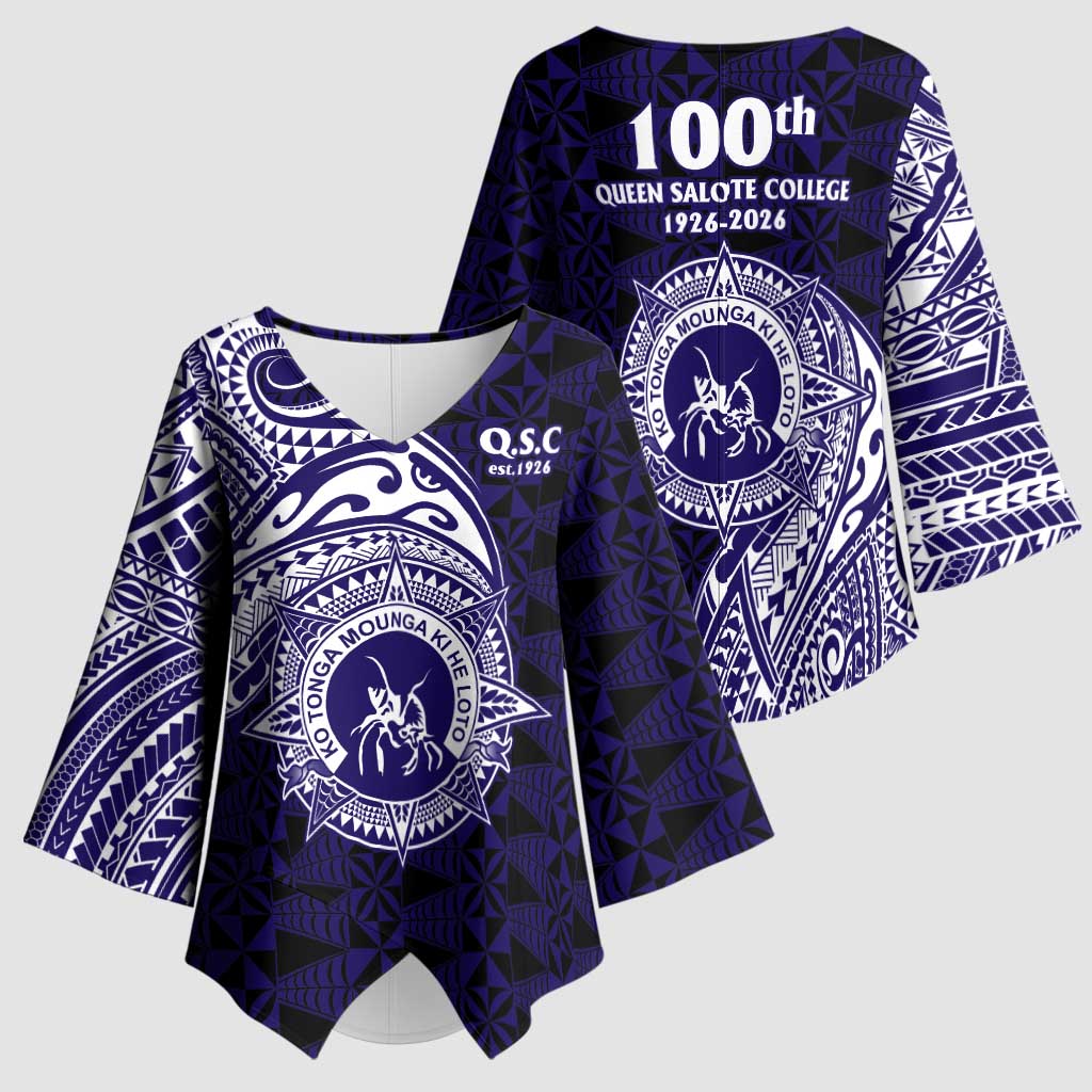 Tonga Queen Salote College 100th Years Kimono Sleeve Blouse Est 1926 Tongan Ngatu Tapa LT9 - Polynesian Pride