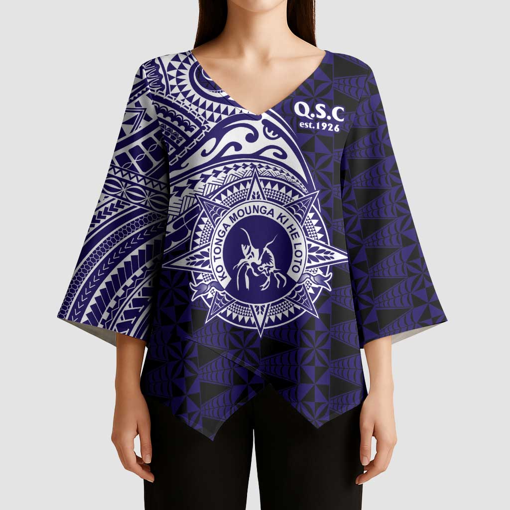 Tonga Queen Salote College 100th Years Kimono Sleeve Blouse Est 1926 Tongan Ngatu Tapa LT9 - Polynesian Pride