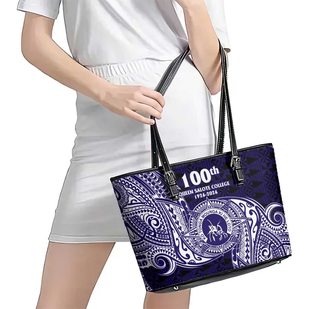 Tonga Queen Salote College 100th Years Leather Tote Bag Est 1926 Tongan Ngatu Tapa LT9 - Polynesian Pride