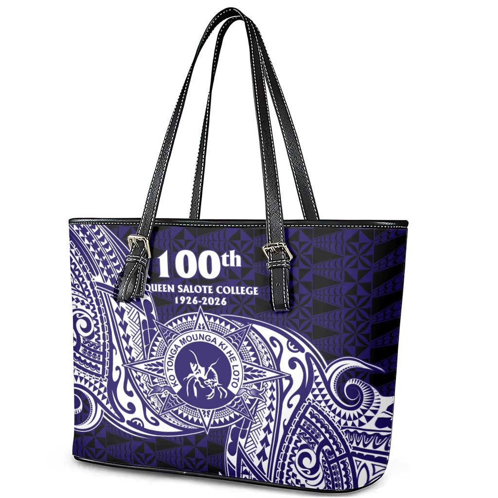 Tonga Queen Salote College 100th Years Leather Tote Bag Est 1926 Tongan Ngatu Tapa LT9 - Polynesian Pride