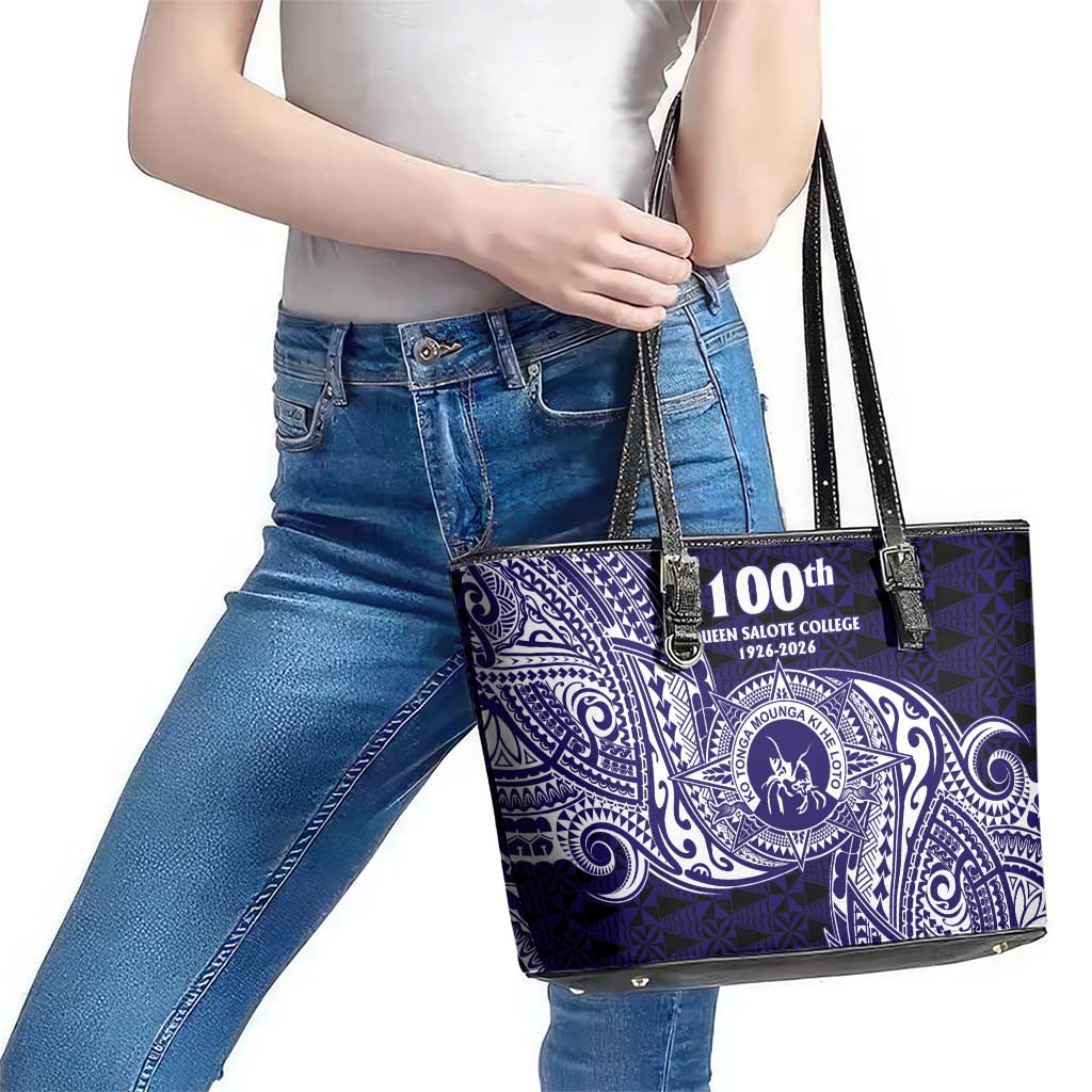 Tonga Queen Salote College 100th Years Leather Tote Bag Est 1926 Tongan Ngatu Tapa LT9 - Polynesian Pride