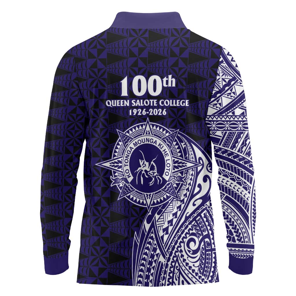 Tonga Queen Salote College 100th Years Long Sleeve Polo Shirt Est 1926 Tongan Ngatu Tapa LT9 - Polynesian Pride
