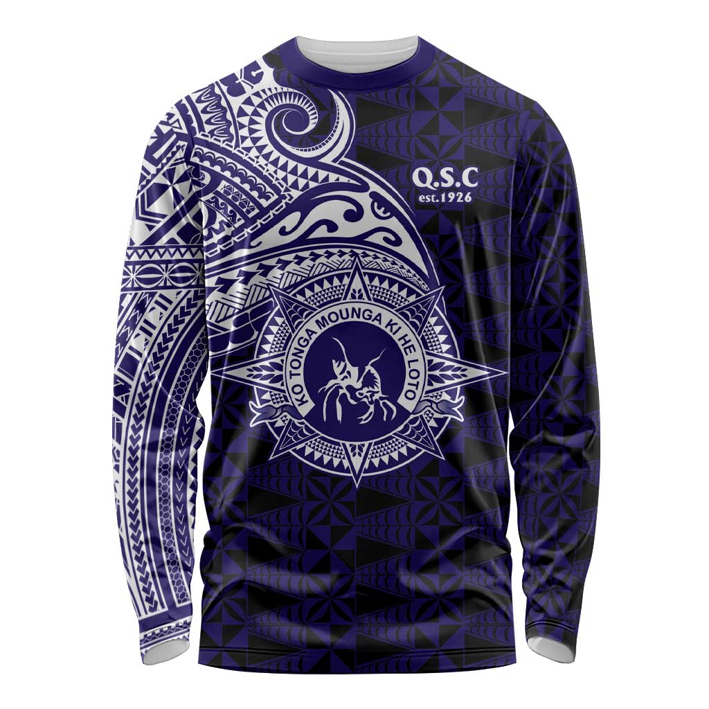 Tonga Queen Salote College 100th Years Long Sleeve Shirt Est 1926 Tongan Ngatu Tapa LT9 Unisex Blue - Polynesian Pride