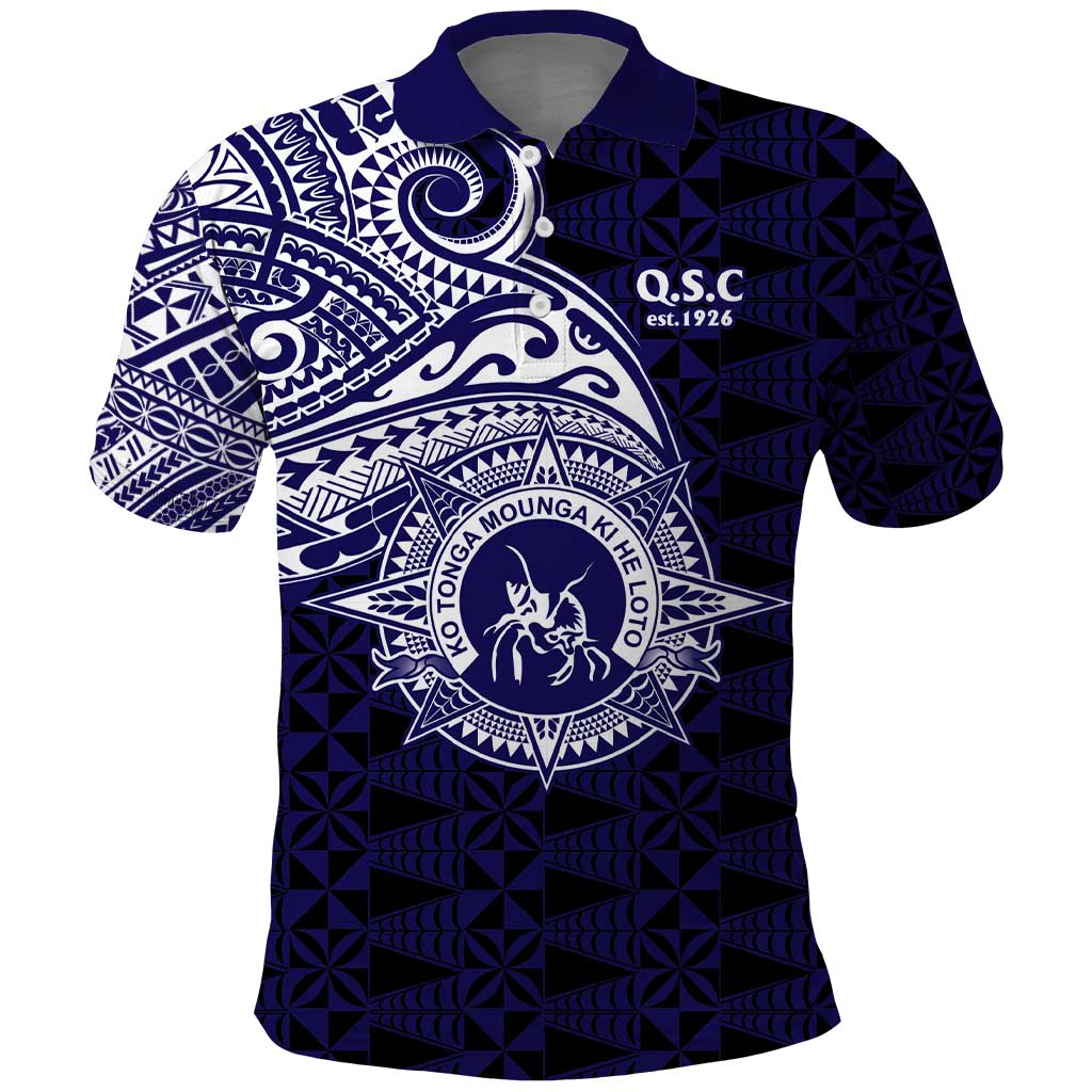 Tonga Queen Salote College 100th Years Polo Shirt Est 1926 Tongan Ngatu Tapa LT9 Blue - Polynesian Pride