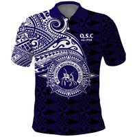 Tonga Queen Salote College 100th Years Polo Shirt Est 1926 Tongan Ngatu Tapa LT9 Blue - Polynesian Pride