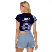Tonga Queen Salote College 100th Years Raglan Cropped T Shirt Est 1926 Tongan Ngatu Tapa LT9 - Polynesian Pride
