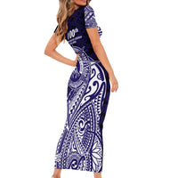 Tonga Queen Salote College 100th Years Short Sleeve Bodycon Dress Est 1926 Tongan Ngatu Tapa LT9 - Polynesian Pride