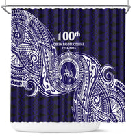 Tonga Queen Salote College 100th Years Shower Curtain Est 1926 Tongan Ngatu Tapa LT9 Blue - Polynesian Pride