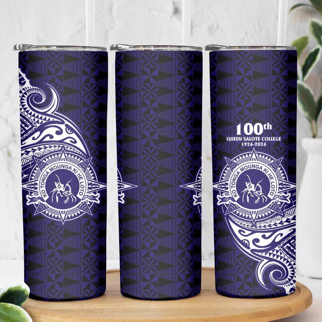 Tonga Queen Salote College 100th Years Skinny Tumbler Est 1926 Tongan Ngatu Tapa LT9 - Polynesian Pride