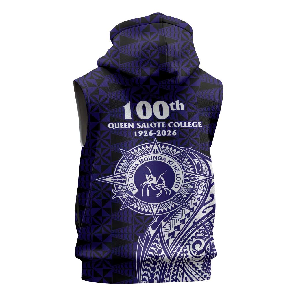Tonga Queen Salote College 100th Years Sleeveless Zip Hoodie Est 1926 Tongan Ngatu Tapa LT9 - Polynesian Pride
