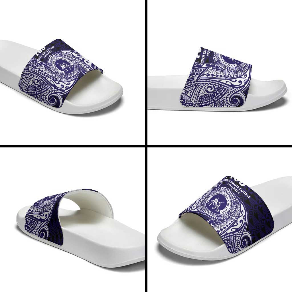 Tonga Queen Salote College 100th Years Slide Sandals Est 1926 Tongan Ngatu Tapa - Polynesian Pride