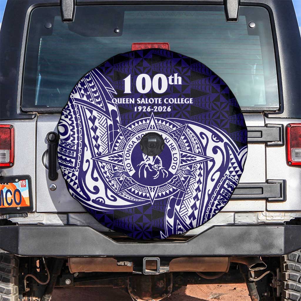 Tonga Queen Salote College 100th Years Spare Tire Cover Est 1926 Tongan Ngatu Tapa LT9 Blue - Polynesian Pride