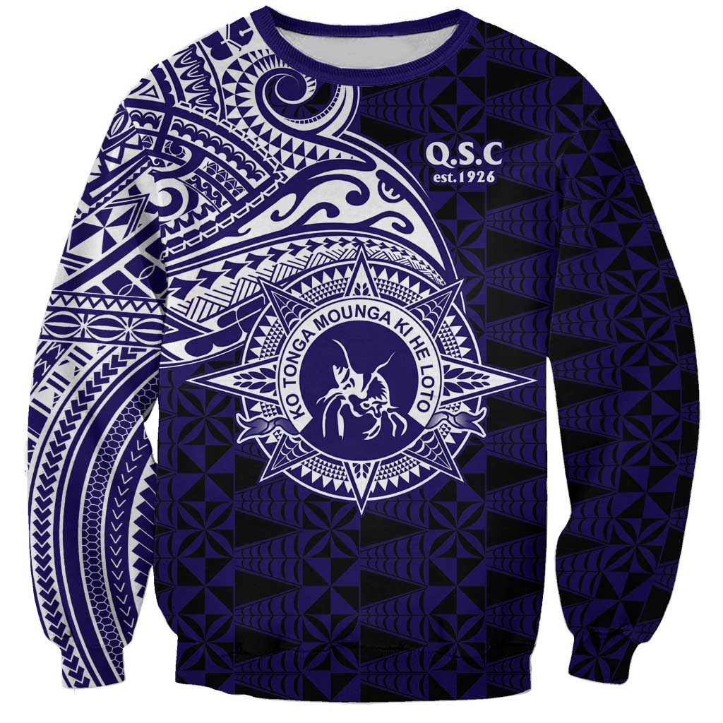 Tonga Queen Salote College 100th Years Sweatshirt Est 1926 Tongan Ngatu Tapa LT9 Unisex Blue - Polynesian Pride