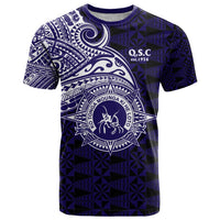 Tonga Queen Salote College 100th Years T Shirt Est 1926 Tongan Ngatu Tapa LT9 Blue - Polynesian Pride