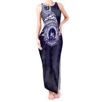 Tonga Queen Salote College 100th Years Tank Maxi Dress Est 1926 Tongan Ngatu Tapa LT9 Women Blue - Polynesian Pride