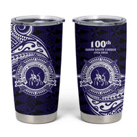 Tonga Queen Salote College 100th Years Tumbler Cup Est 1926 Tongan Ngatu Tapa LT9 Blue - Polynesian Pride