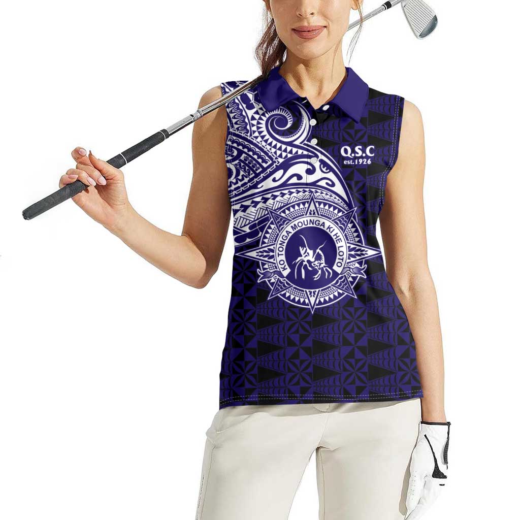 Tonga Queen Salote College 100th Years Women Sleeveless Polo Shirt Est 1926 Tongan Ngatu Tapa LT9 - Polynesian Pride