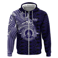 Tonga Queen Salote College 100th Years Zip Hoodie Est 1926 Tongan Ngatu Tapa LT9 Zip Hoodie Blue - Polynesian Pride