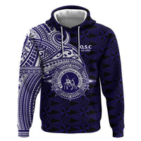 Tonga Queen Salote College 100th Years Zip Hoodie Est 1926 Tongan Ngatu Tapa LT9 Pullover Hoodie Blue - Polynesian Pride