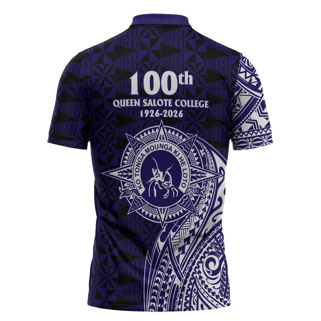 Tonga Queen Salote College 100th Years Zipper Polo Shirt Est 1926 Tongan Ngatu Tapa LT9 - Polynesian Pride