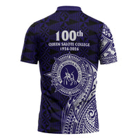 Tonga Queen Salote College 100th Years Zipper Polo Shirt Est 1926 Tongan Ngatu Tapa LT9 - Polynesian Pride