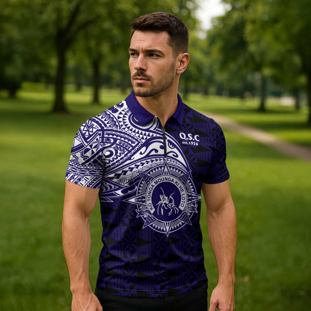 Tonga Queen Salote College 100th Years Zipper Polo Shirt Est 1926 Tongan Ngatu Tapa LT9 - Polynesian Pride