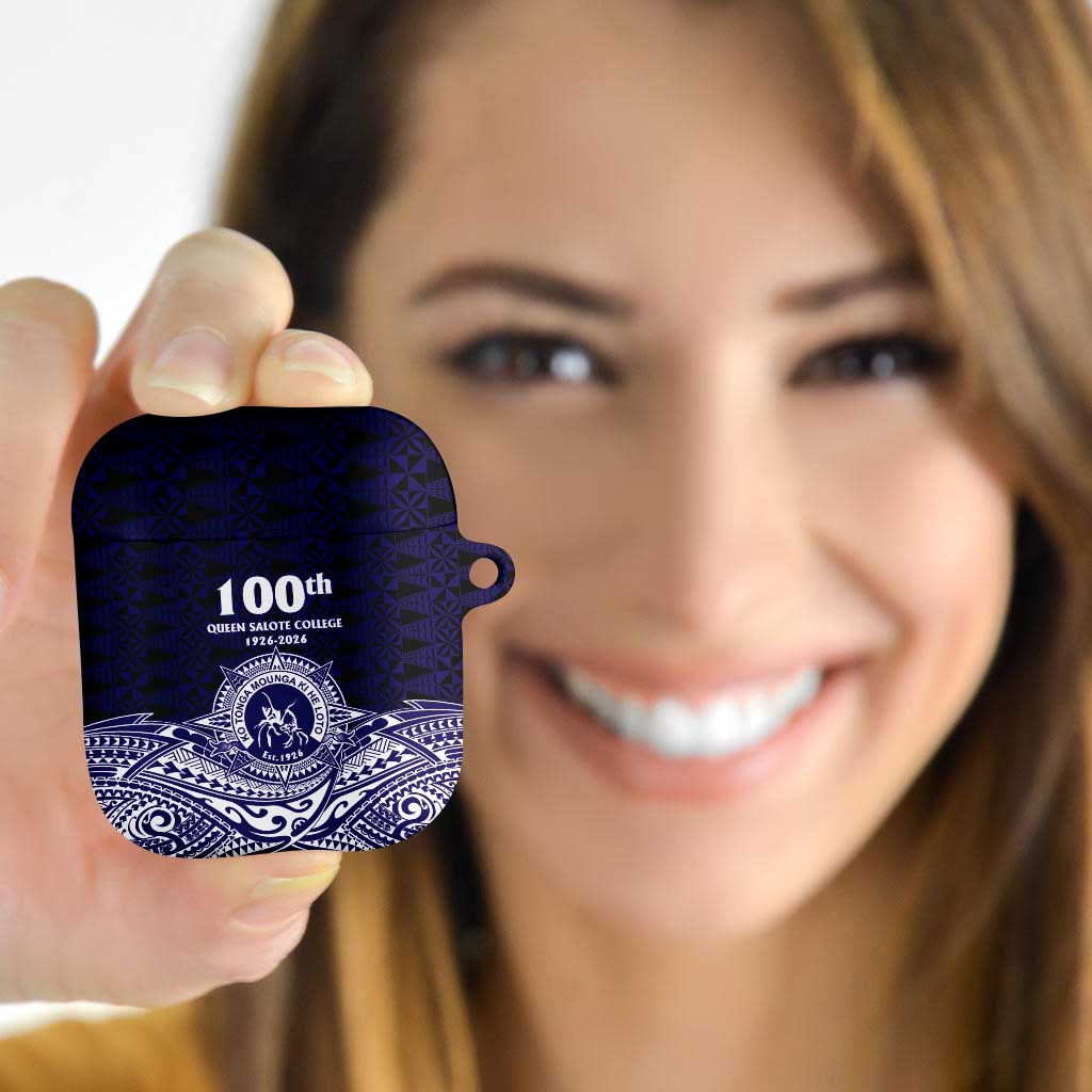 Tonga Queen Salote College 100th Years AirPods Case Blue Tonga Kupesi Uniquely Pacific Art - Polynesian Pride