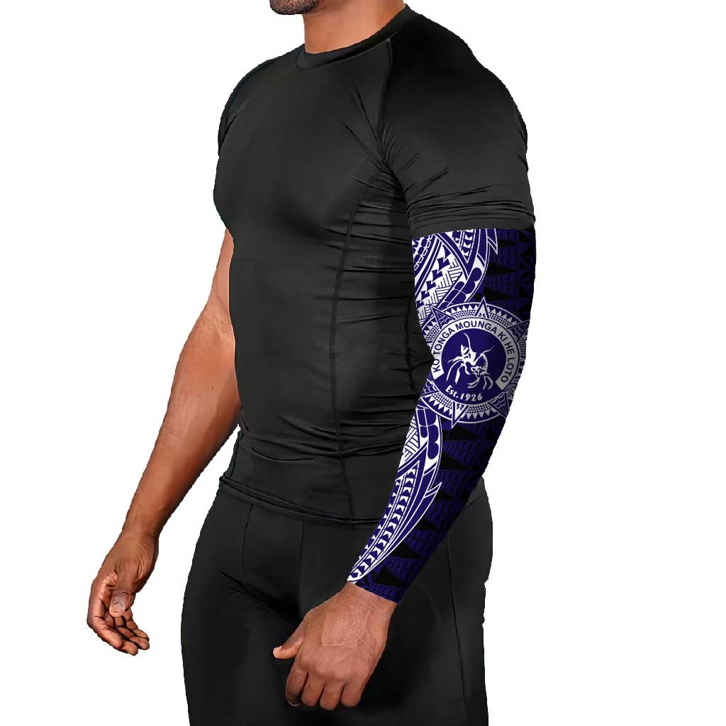 Tonga Queen Salote College 100th Years Arm Sleeves Blue Tonga Kupesi Uniquely Pacific Art - Polynesian Pride