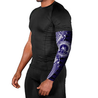 Tonga Queen Salote College 100th Years Arm Sleeves Blue Tonga Kupesi Uniquely Pacific Art - Polynesian Pride